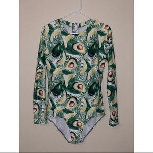 Long sleeved avocado swimsuit